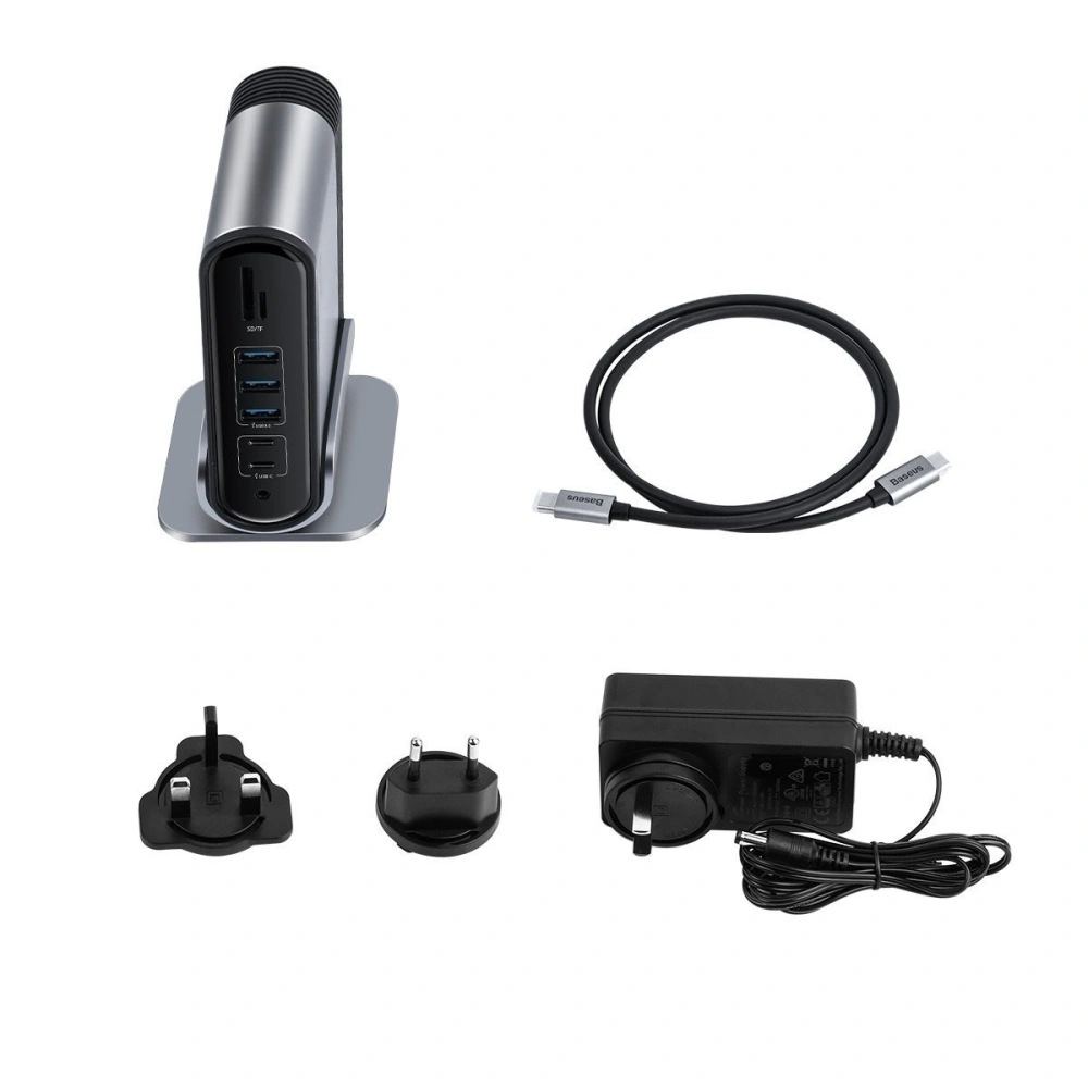 Wholesale Baseus Working Station Multifunctional Type-C HUB Adapter (CN+UK+EU) Dark gray - BSU1047 - {ean13} - Hurt