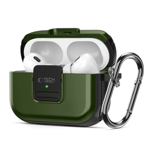 Etui Tech-Protect Defender Hook MagSafe Apple AirPods Pro 1 / 2 Olive Green