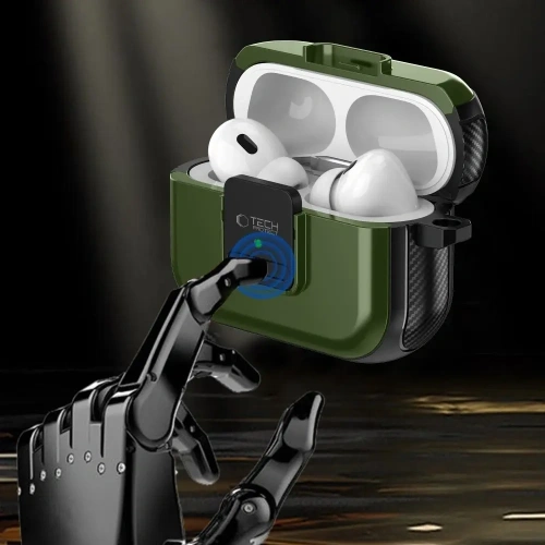 Etui Tech-Protect Defender Hook MagSafe Apple AirPods Pro 1 / 2 Olive Green