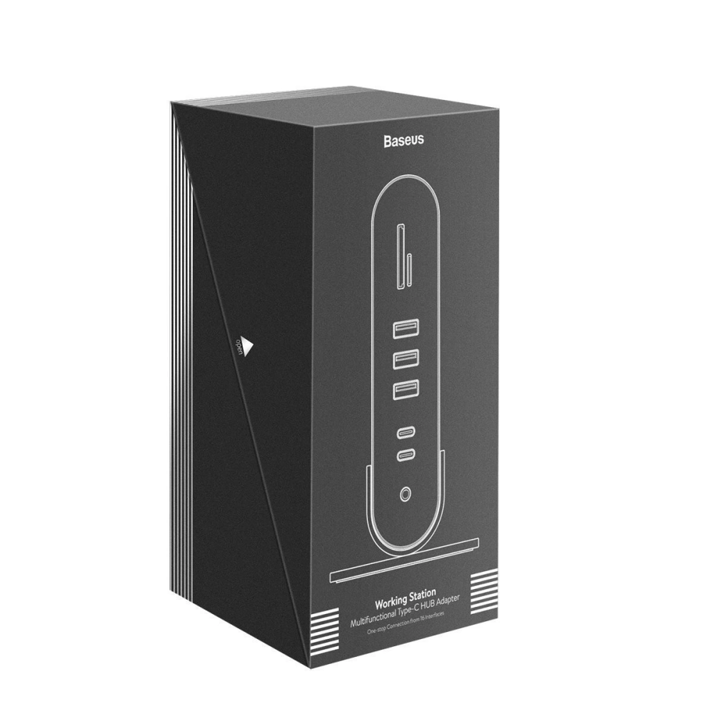 Wholesale Baseus Working Station Multifunctional Type-C HUB Adapter (CN+UK+EU) Dark gray - BSU1047 - {ean13} - Hurt