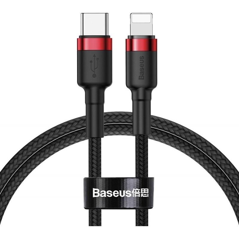 Hurtownia Baseus - 6953156297456 - BSU1048BLKRED - Kabel USB-C do Lightning PD Baseus Cafule, 18W, 1m (czarno-czerwony) - B2B homescreen