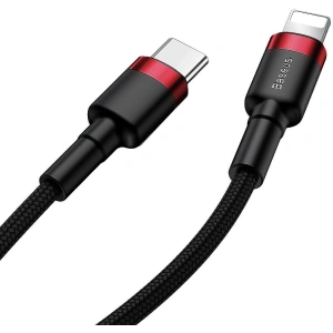 Kabel USB-C do Lightning PD Baseus Cafule, 18W, 1m (czarno-czerwony)