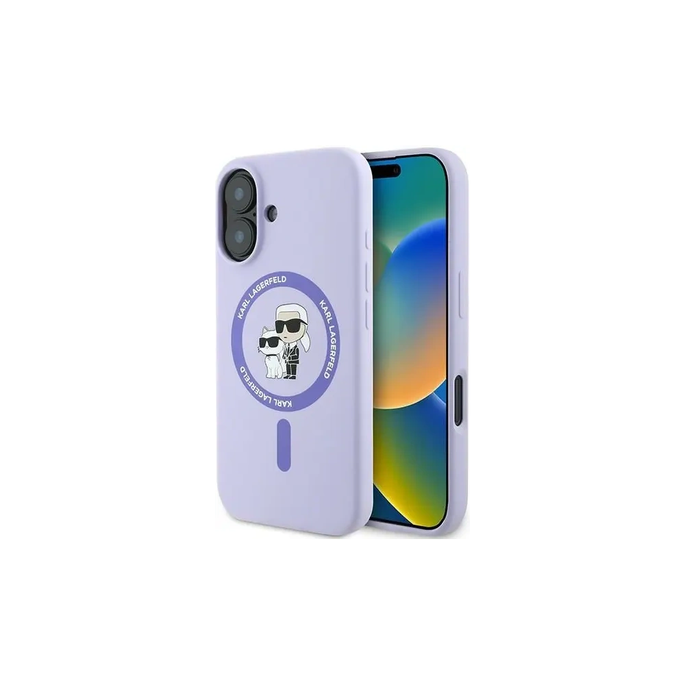 Wholesale Karl Lagerfeld KLHMP16SSCMKCRHU Apple iPhone 16 hardcase Silicone Karl&Choupette Ring MagSafe purple - KLD21723 - {ean13} - Hurt