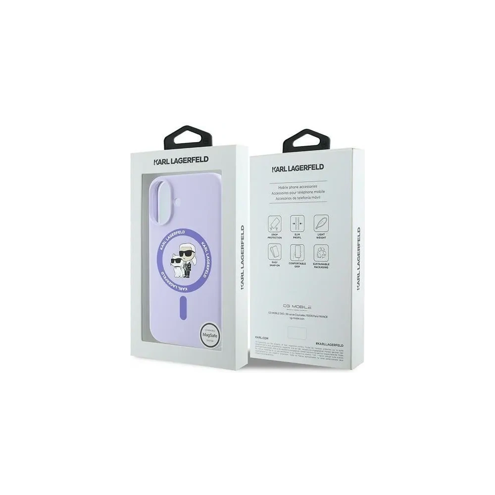 Wholesale Karl Lagerfeld KLHMP16SSCMKCRHU Apple iPhone 16 hardcase Silicone Karl&Choupette Ring MagSafe purple - KLD21723 - {ean13} - Hurt