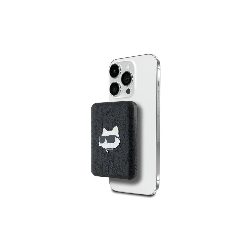 Hurtownia GSM - Karl Lagerfeld KLPB5FPGKSCHHK 15W 5000mAh powerbank wireless Choupette Head Pin MagSafe negru - KLD21729 - {ean13} - Hurt