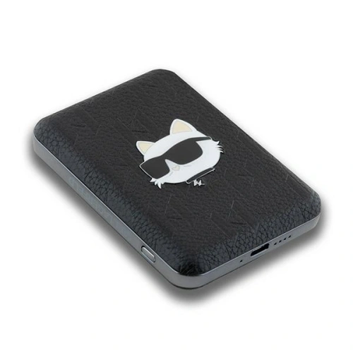 Powerbank bezprzewodowy Karl Lagerfeld KLPB5FPGKSCHHK 15W 5000mAh Choupette Head Pin MagSafe czarny/black