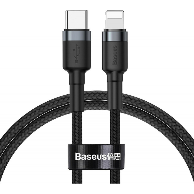Baseus Distributor - 6953156297449 - BSU1051BLKGRY - Baseus Cafule Cable Type-C to iP PD 18W 1m Gray+Black - B2B homescreen