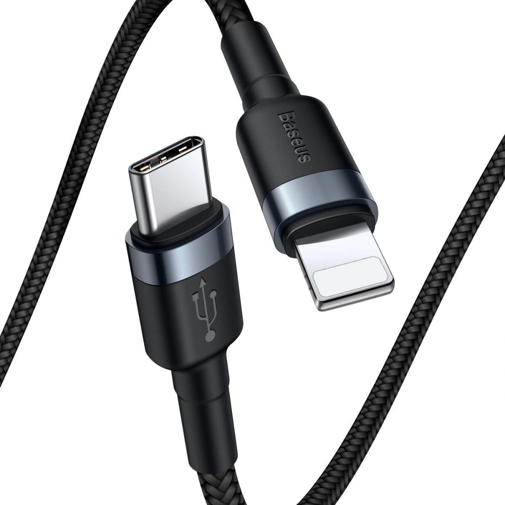 Hurtownia GSM - Kabel USB-C do Lightning PD Baseus Cafule, 18W, 1m (czarno-szary) - BSU1051BLKGRY - {ean13} - Hurt