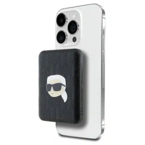 Hurtownia GSM - Karl Lagerfeld KLPB5FPGKSKIHK 15W 5000mAh powerbank wireless Karl Head Pin MagSafe negru - KLD21731 - {ean13} - Hurt
