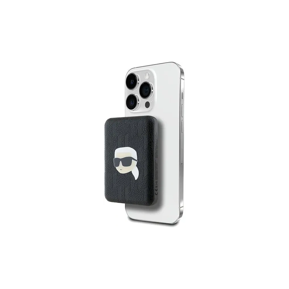 Hurtownia GSM - Karl Lagerfeld KLPB5FPGKSKIHK 15W 5000mAh vezeték nélküli powerbank Karl Head Pin MagSafe fekete - KLD21731 - {ean13} - Hurt