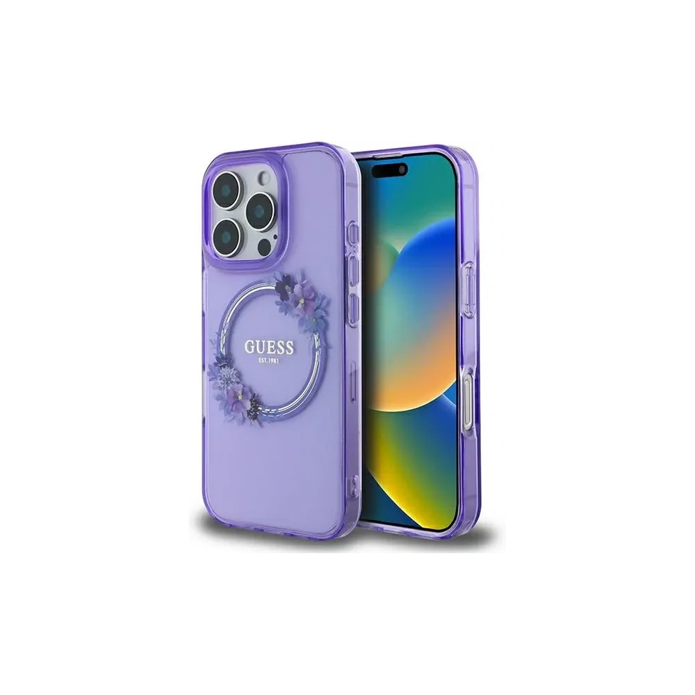 Hurtownia GSM - Guess GUHMP16LHFWFCU Apple iPhone 16 Pro hardcase IML Flori Coroană MagSafe mov - GUE3629 - {ean13} - Hurt