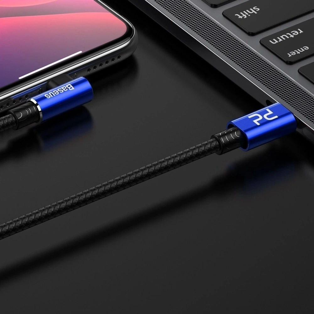 Hurtownia GSM - Kabel kątowy USB-C do Lightning PD Baseus MVP Elbow, 18W, 1m (niebieski) - BSU1054BLU - {ean13} - Hurt