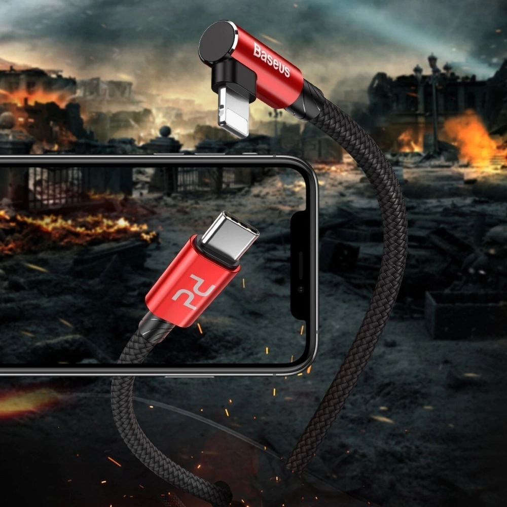 Wholesale Baseus MVP Elbow Type-C to iP Cable PD 18W 2m Red - BSU1056RED - {ean13} - Hurt