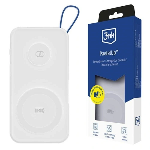 Powerbank 3MK PastelUp 2w1 10000mAh 22.5W MagSafe biały
