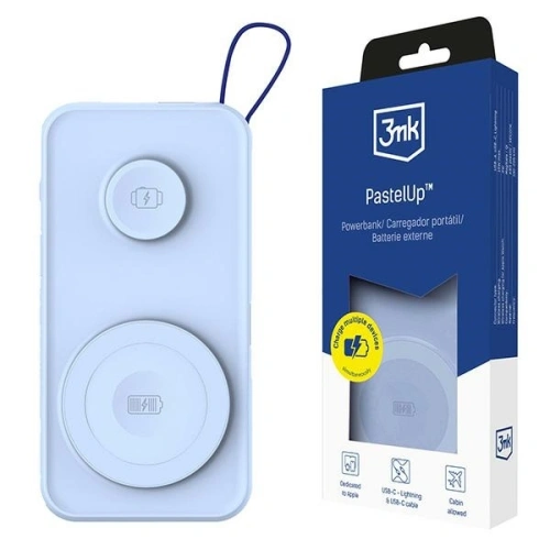 Powerbank 3MK PastelUp 2w1 10000mAh 22.5W MagSafe niebieski