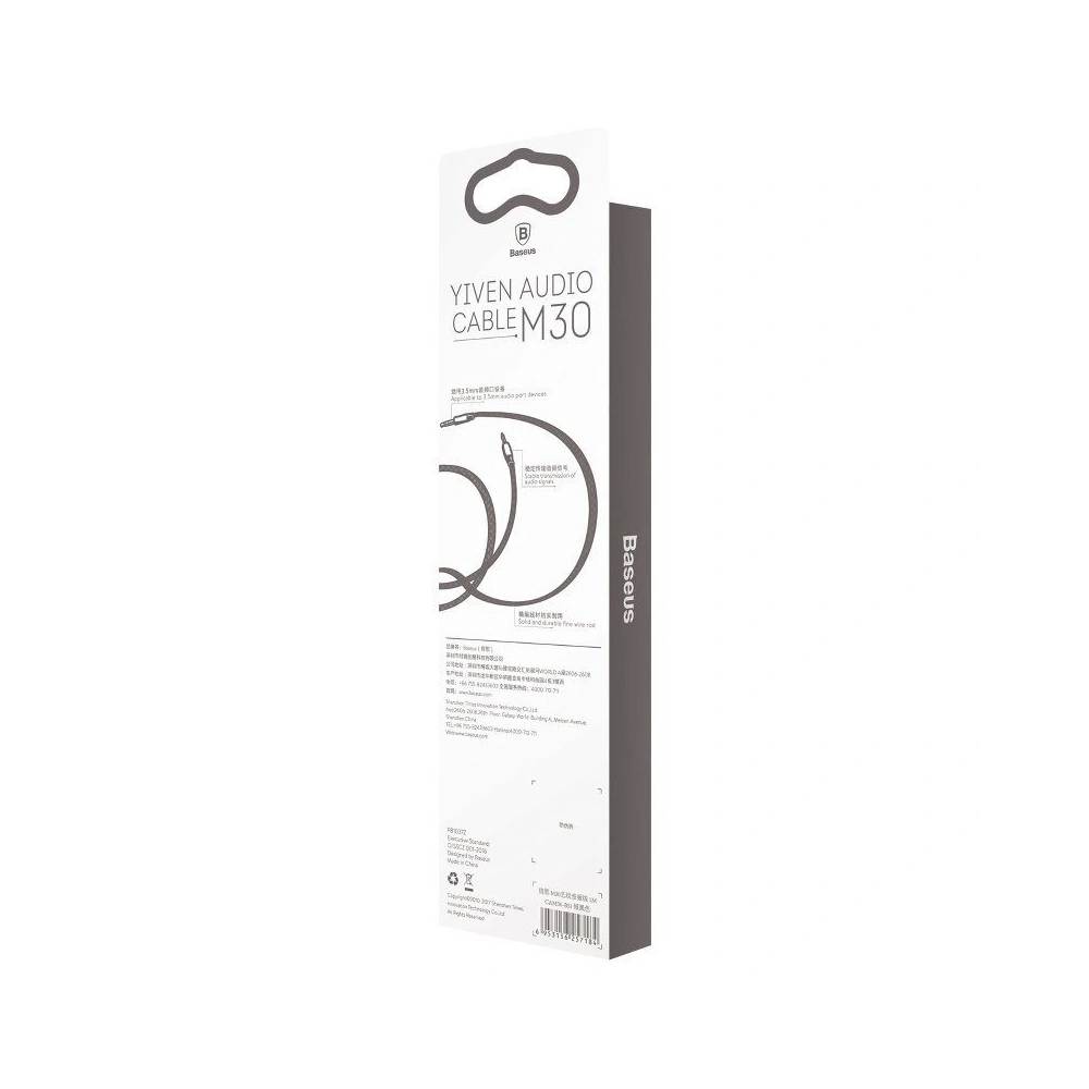 Hurtownia GSM - Kabel audio mini jack 3,5mm AUX Baseus Yiven 0,5m (czarno-srebrny) - BSU1069BLKSLV - {ean13} - Hurt