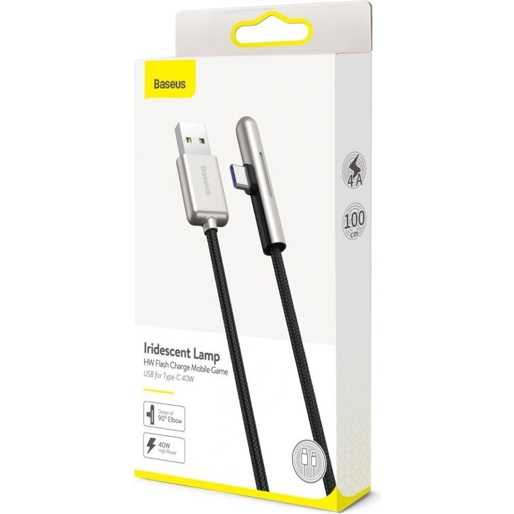 Wholesale Baseus Iridescent Lamp HW flash charge Mobile Game USB For Type-C 40W 1m Black - BSU1071BLK - {ean13} - Hurt