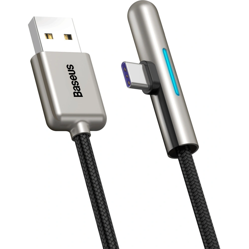 Hurtownia GSM - Kabel kątowy płaski USB-C Baseus Iridescent, Huawei SuperCharge, 40W, 2m (czarny) - BSU1074BLK - {ean13} - Hurt