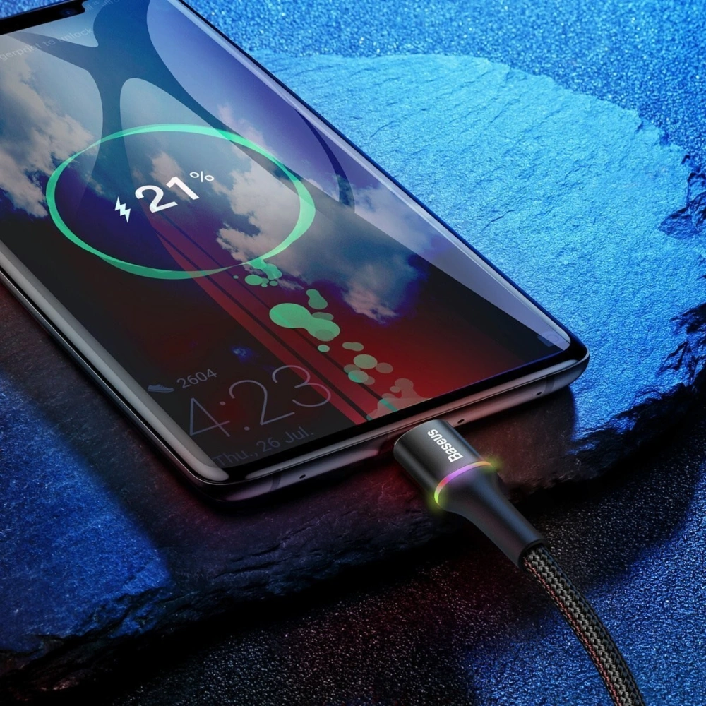 Hurtownia GSM - Kabel USB-C z podświetleniem LED Baseus Halo 3m 2A (czarny) - BSU1078BLK - {ean13} - Hurt