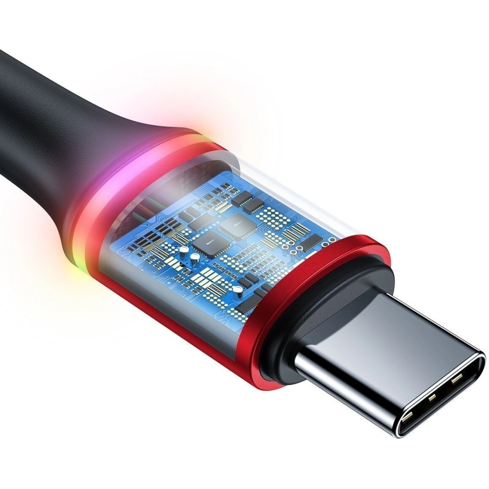 Hurtownia GSM - Kabel USB-C z podświetleniem LED Baseus Halo do Huawei SuperCharge, 5A, 1m, 40W (czerwony) - BSU1079RED - {ean13} - Hurt