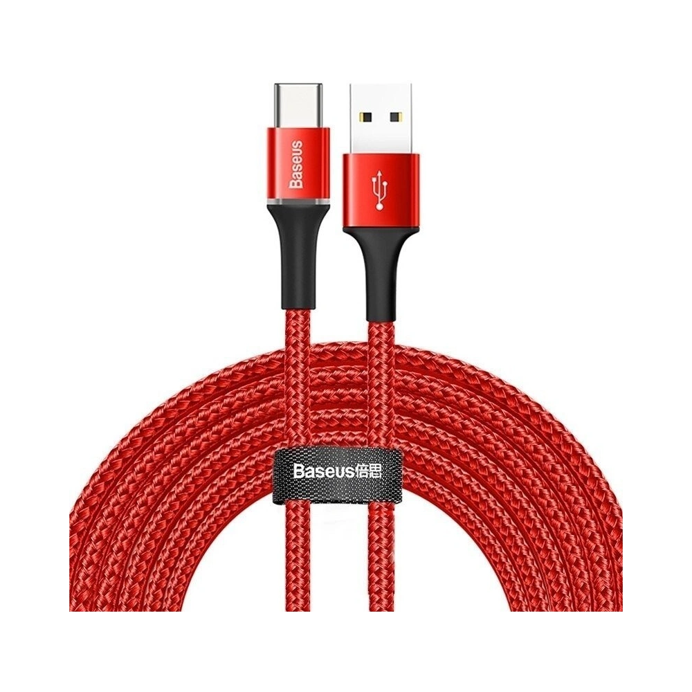 Wholesale Baseus halo data cable USB For Type-C 2A 3m Red - BSU1091RED - {ean13} - Hurt