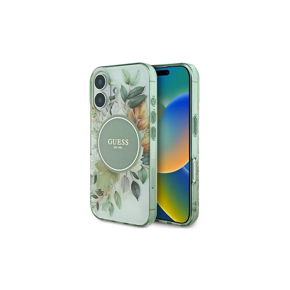 Hurtownia GSM - Guess GUHMP16MHFWBDCEN Apple iPhone 16 Plus kemény tok IML Virág & Tonális Kör MagSafe zöld - GUE3631 - {ean13} - Hurt