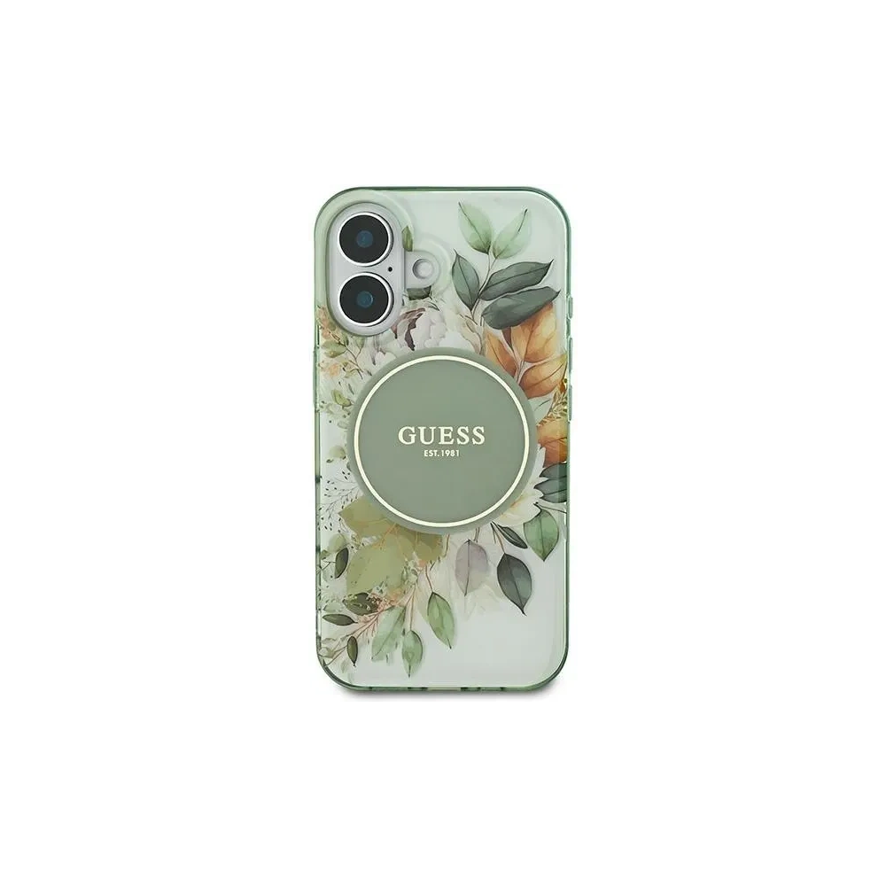 Hurtownia GSM - Guess GUHMP16MHFWBDCEN Apple iPhone 16 Plus hardcase IML Floare & Cercul Tonal MagSafe verde - GUE3631 - {ean13} - Hurt