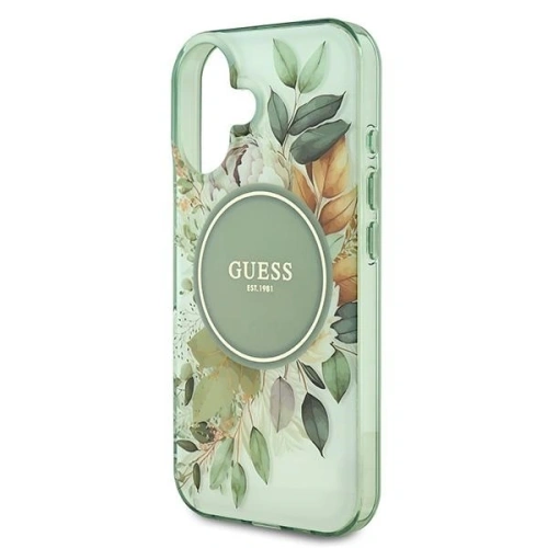 Etui Guess GUHMP16MHFWBDCEN Apple iPhone 16 Plus hardcase IML Flower & Tonal Circle MagSafe zielony/green