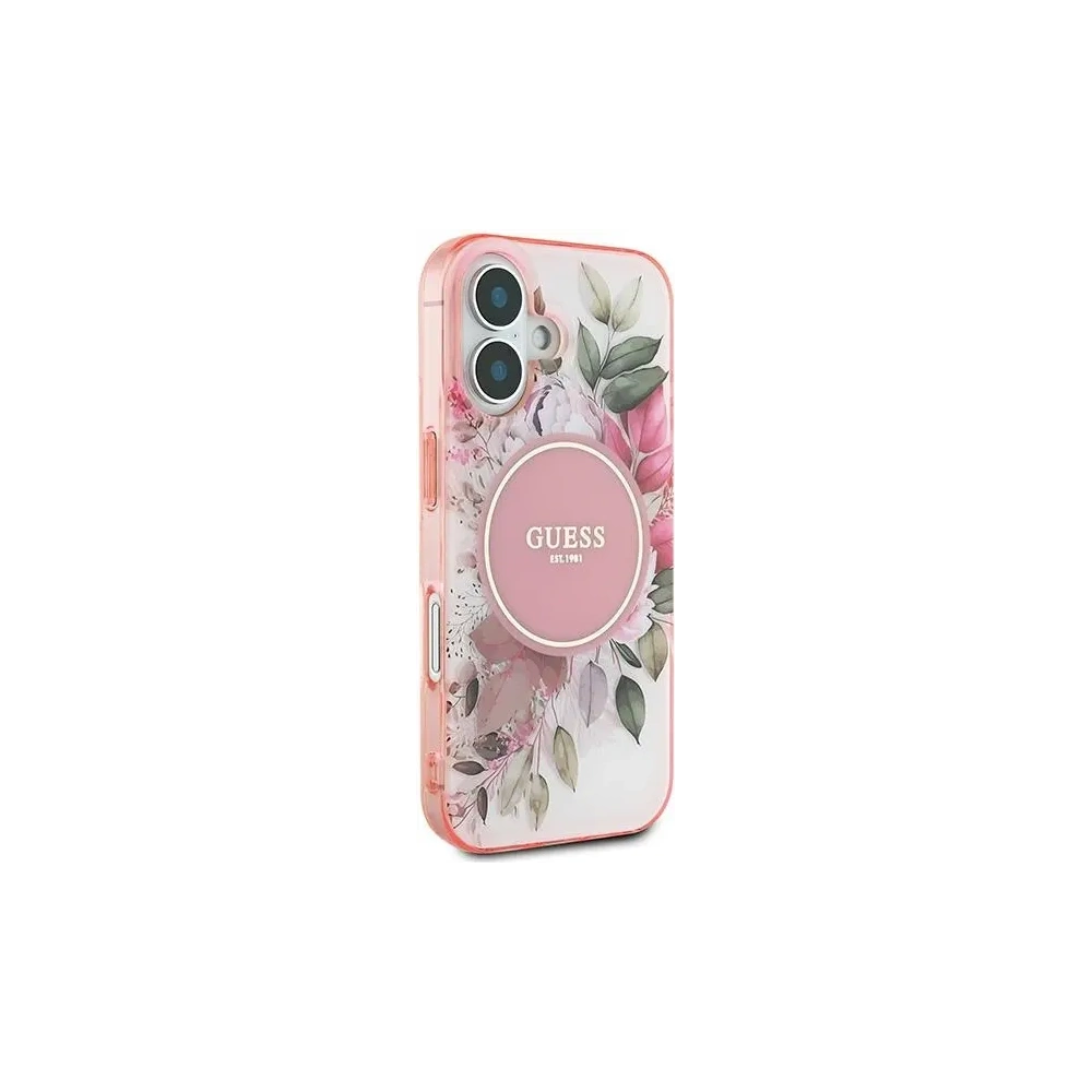 Wholesale Guess GUHMP16MHFWBDCEP Apple iPhone 16 Plus hardcase IML Flower & Tonal Circle MagSafe pink - GUE3632 - {ean13} - Hurt
