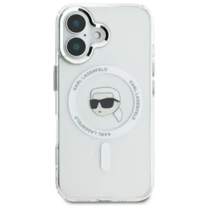 Wholesale Karl Lagerfeld KLHMP16MHLSKIH Apple iPhone 16 Plus hardcase IML Metal Karl Head MagSafe white - KLD21733 - {ean13} - Hurt