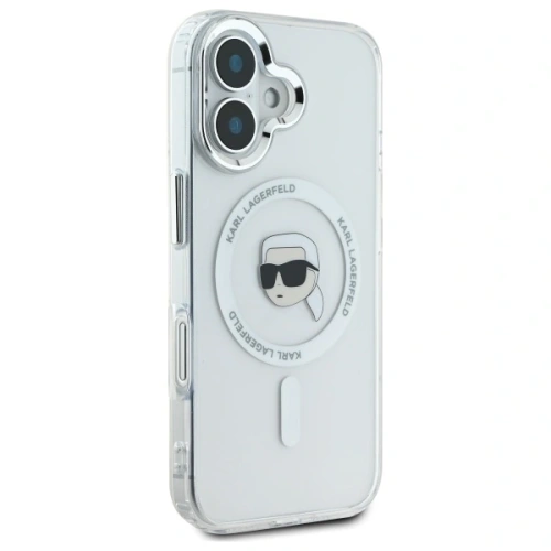 Etui Karl Lagerfeld KLHMP16MHLSKIH Apple iPhone 16 Plus hardcase IML Metal Karl Head MagSafe biały/white