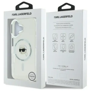 Wholesale Karl Lagerfeld KLHMP16MHLSKIH Apple iPhone 16 Plus hardcase IML Metal Karl Head MagSafe white - KLD21733 - {ean13} - Hurt