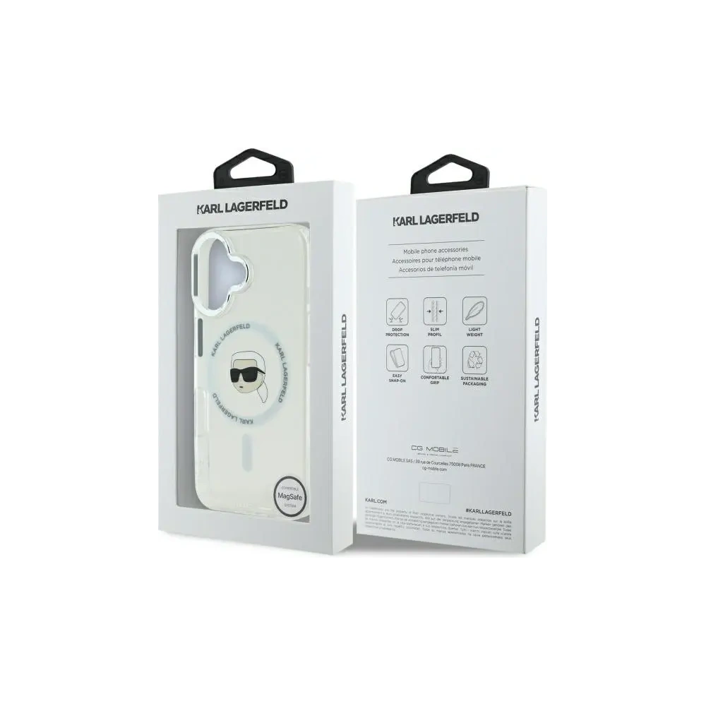 Wholesale Karl Lagerfeld KLHMP16MHLSKIH Apple iPhone 16 Plus hardcase IML Metal Karl Head MagSafe white - KLD21733 - {ean13} - Hurt