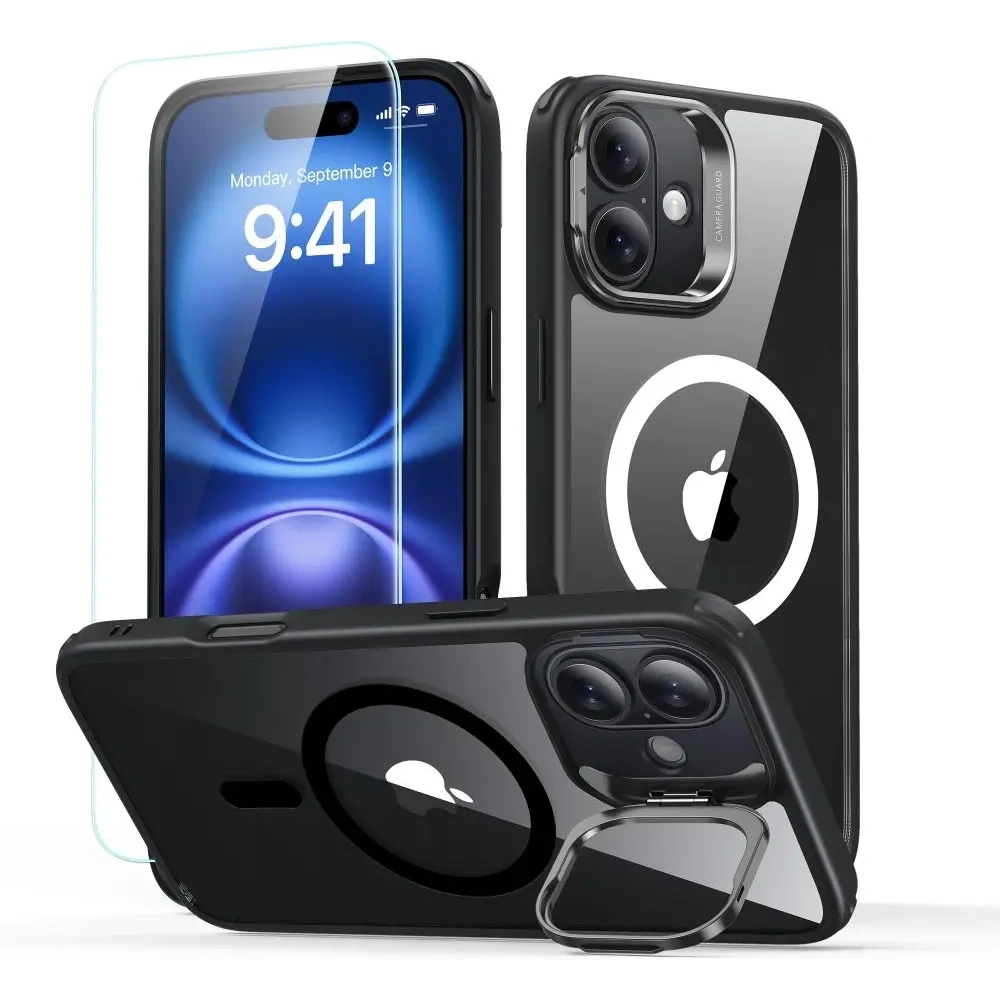 Hurtownia GSM - ESR Suport hibrid clasic Halolock MagSafe și sticlă securizată Apple iPhone 16 Clar/negru - ESR850 - {ean13} - Hurt