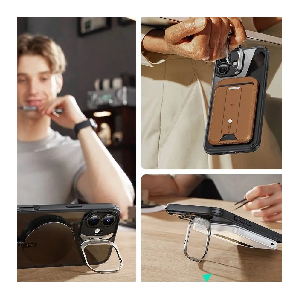 Hurtownia GSM - ESR Classic Hybrid Kickstand Halolock MagSafe & gehärtetes Glas Apple iPhone 16 Klar/schwarz - ESR850 - {ean13} - Hurt