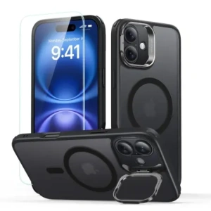 Hurtownia GSM - ESR Suport Clasic Hibrid Halolock MagSafe & Sticlă Temperată Apple iPhone 16 Negru Înghețat - ESR851 - {ean13} - Hurt