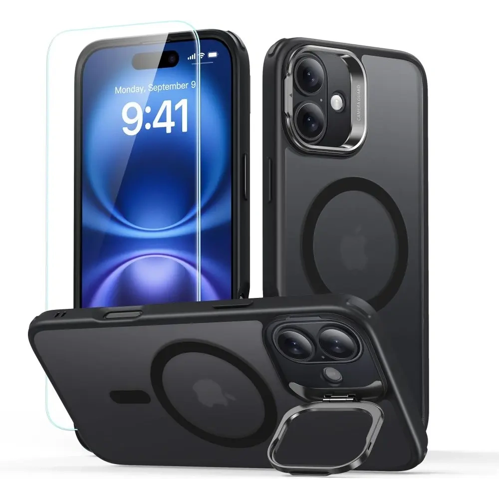 Hurtownia GSM - Sada ESR Classic Hybrid Kickstand Halolock MagSafe & Tempered Glass Apple iPhone 16 Frosted Black - ESR851 - {ean13} - Hurt