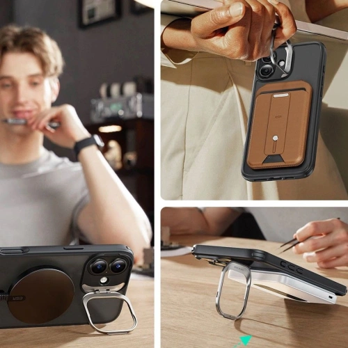 Zestaw ESR Classic Hybrid Kickstand Halolock MagSafe & Tempered Glass Apple iPhone 16 Frosted Black