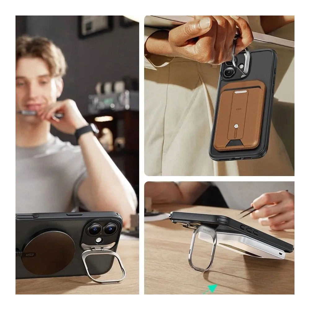 Hurtownia GSM - ESR Suport Clasic Hibrid Halolock MagSafe & Sticlă Temperată Apple iPhone 16 Negru Înghețat - ESR851 - {ean13} - Hurt