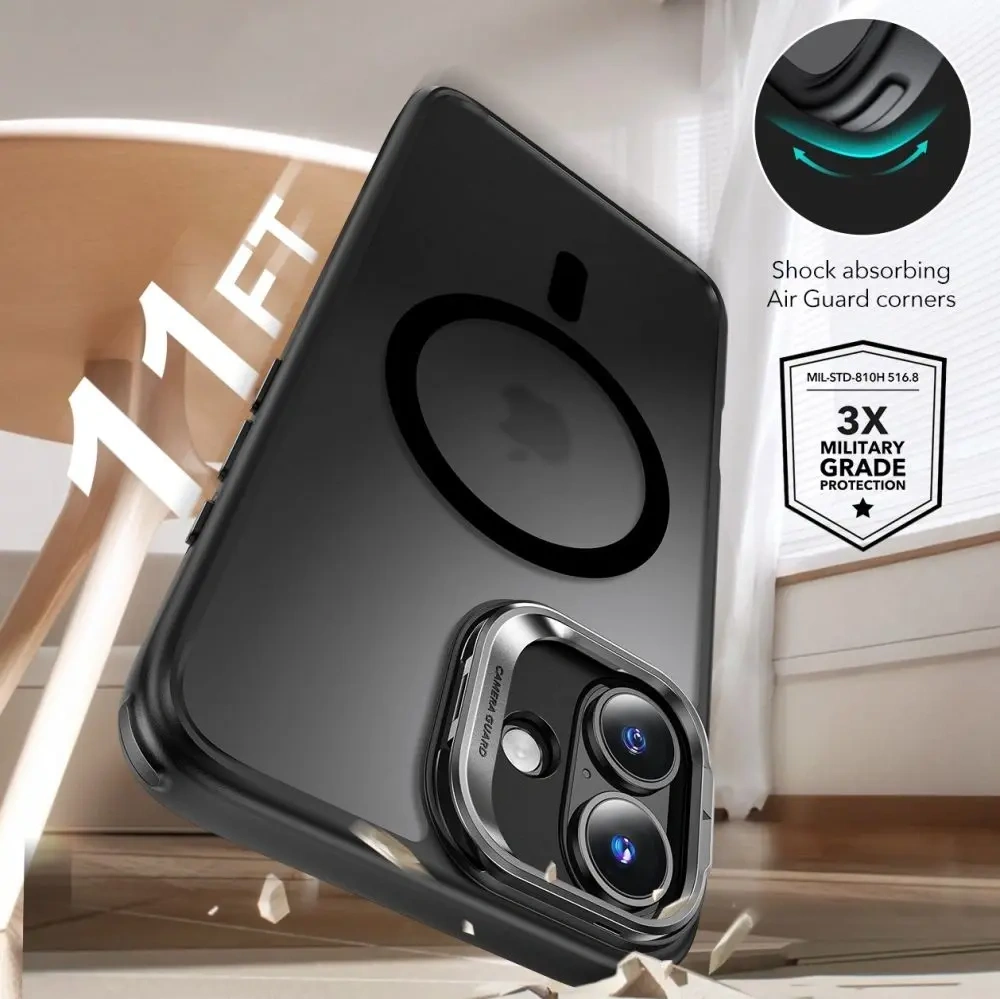 Hurtownia GSM - ESR Suport Clasic Hibrid Halolock MagSafe & Sticlă Temperată Apple iPhone 16 Negru Înghețat - ESR851 - {ean13} - Hurt