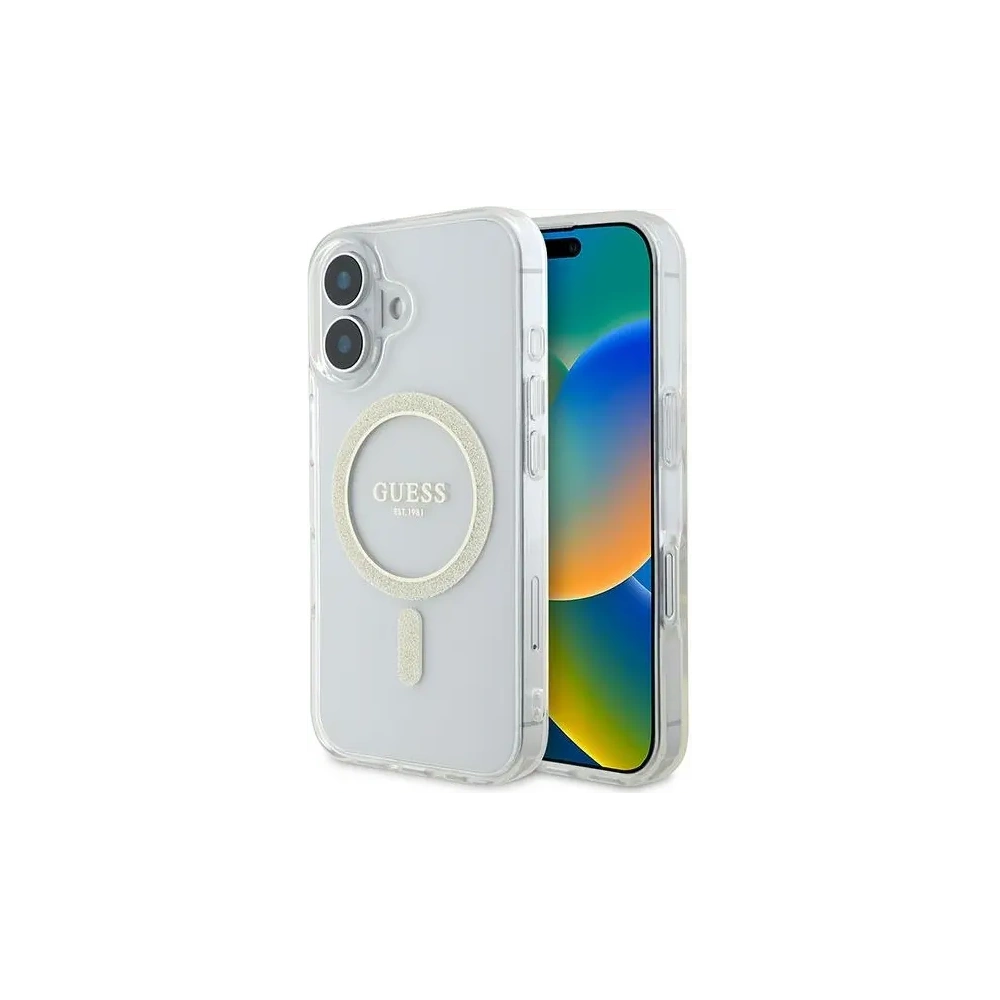 Hurtownia GSM - Guess GUHMP16SHFGERET Apple iPhone 16 hardcase IML Glitter Circle MagSafe transparent - GUE3633 - {ean13} - Hurt
