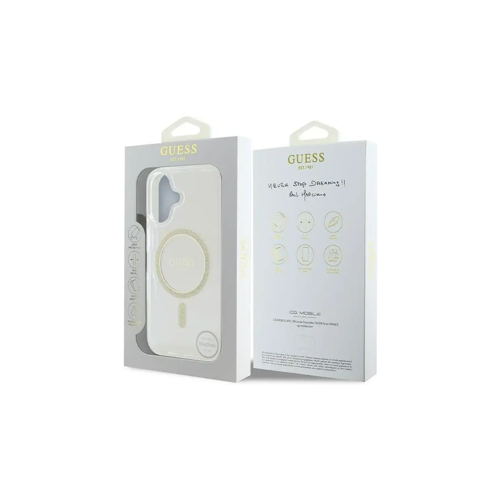 Hurtownia GSM - Guess GUHMP16SHFGERET Apple iPhone 16 hardcase IML Glitter Circle MagSafe transparent - GUE3633 - {ean13} - Hurt