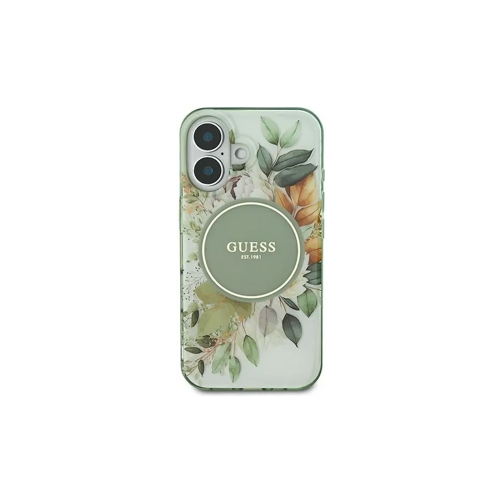 Hurtownia GSM - Guess GUHMP16SHFWBDCEN Apple iPhone 16 husa rigida IML Floare & Cercul Tonal MagSafe verde - GUE3634 - {ean13} - Hurt