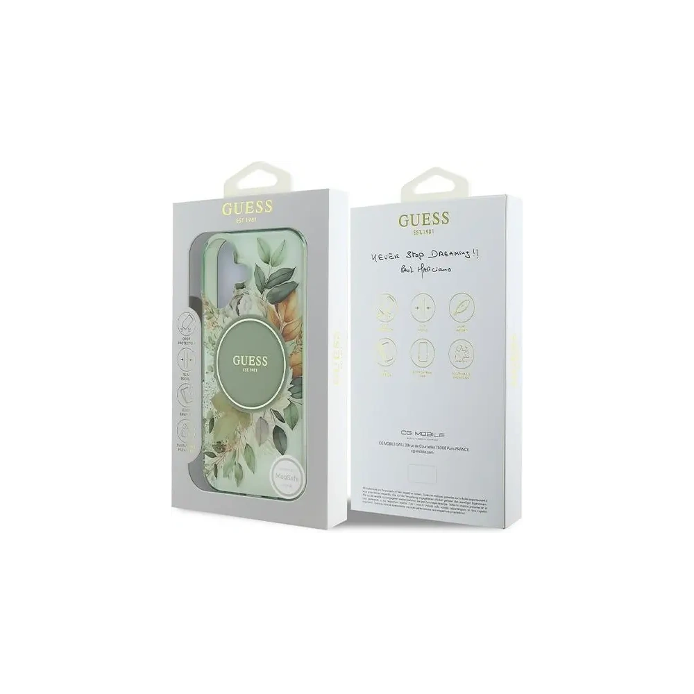 Hurtownia GSM - Guess GUHMP16SHFWBDCEN Apple iPhone 16 husa rigida IML Floare & Cercul Tonal MagSafe verde - GUE3634 - {ean13} - Hurt