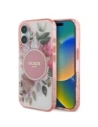 Guess GUHMP16SHFWBDCEP Apple iPhone 16 kemény tok IML Virág & Tonális Kör MagSafe rózsaszín
