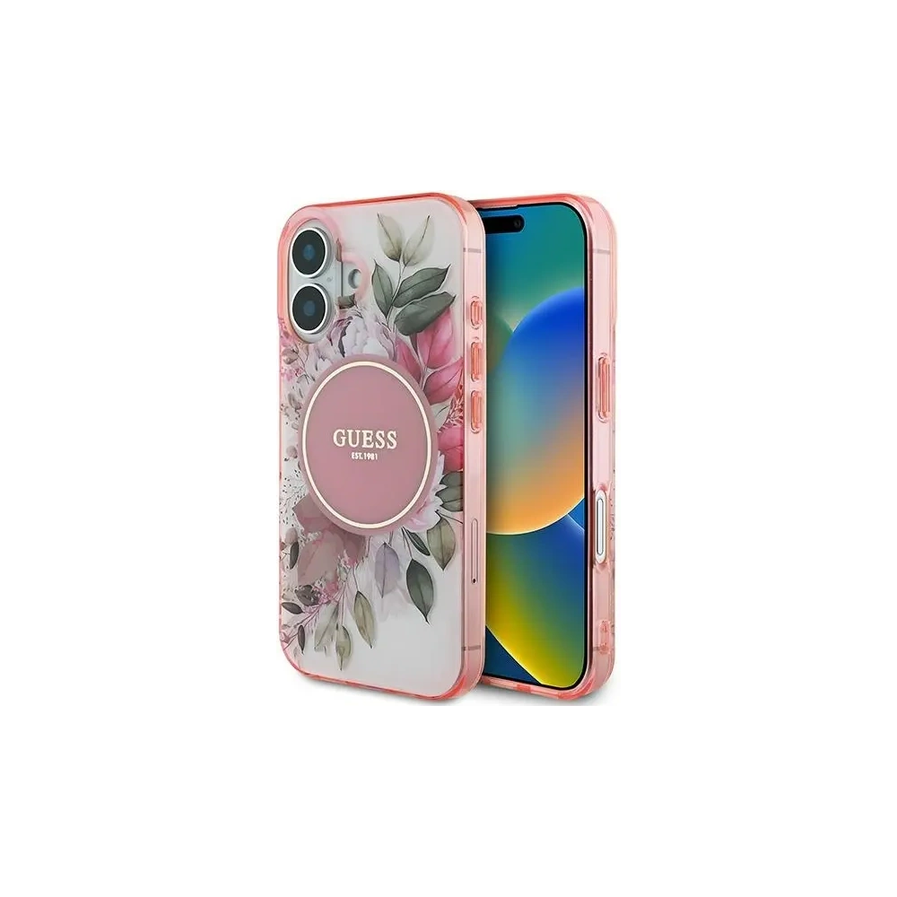 Hurtownia GSM - Guess GUHMP16SHFWBDCEP Apple iPhone 16 hardcase IML Floare & Cerc Tonal MagSafe roz - GUE3635 - {ean13} - Hurt