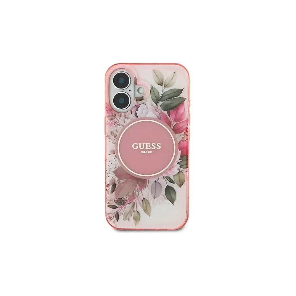 Hurtownia GSM - Guess GUHMP16SHFWBDCEP Apple iPhone 16 hardcase IML Floare & Cerc Tonal MagSafe roz - GUE3635 - {ean13} - Hurt