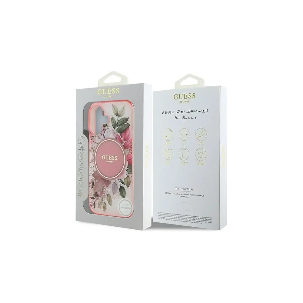 Hurtownia GSM - Guess GUHMP16SHFWBDCEP Apple iPhone 16 hardcase IML Floare & Cerc Tonal MagSafe roz - GUE3635 - {ean13} - Hurt