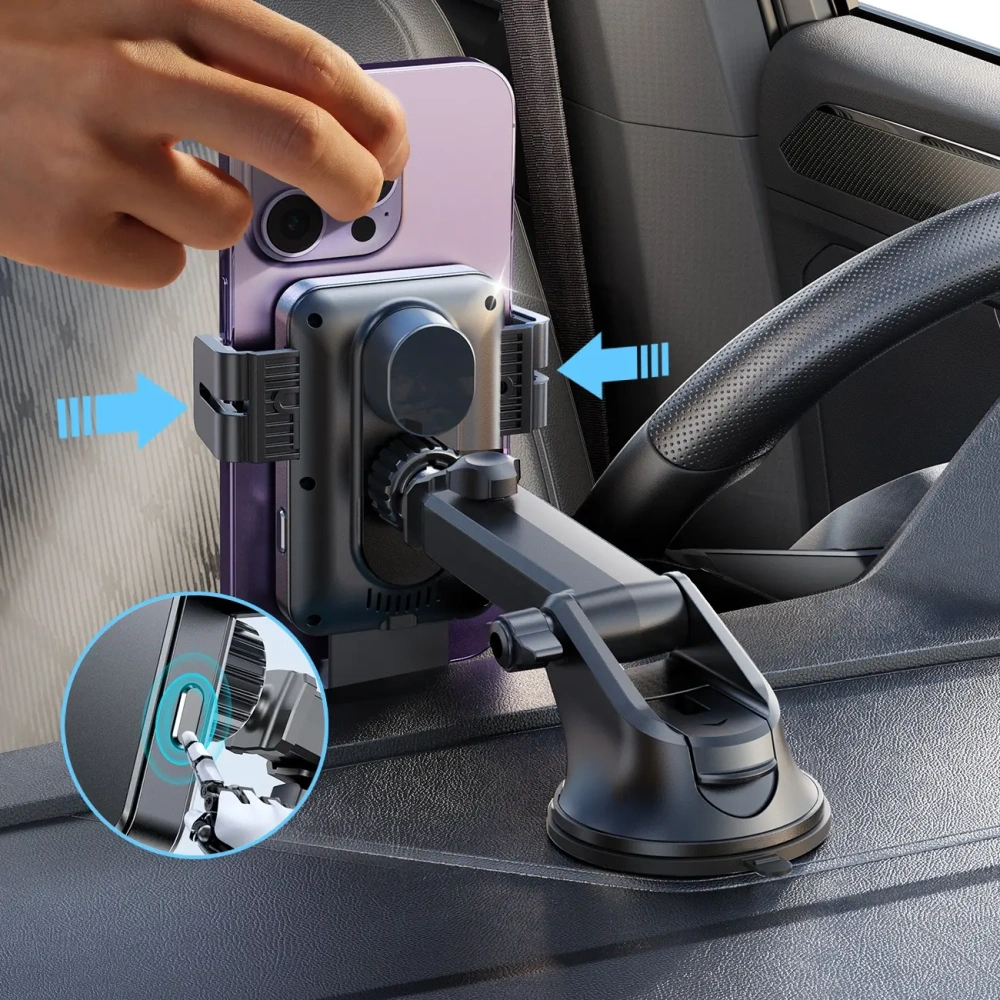 Wholesale Joyroom JR-ZS219 car dashboard mount with 15W inductive charger black - JYR1037 - {ean13} - Hurt