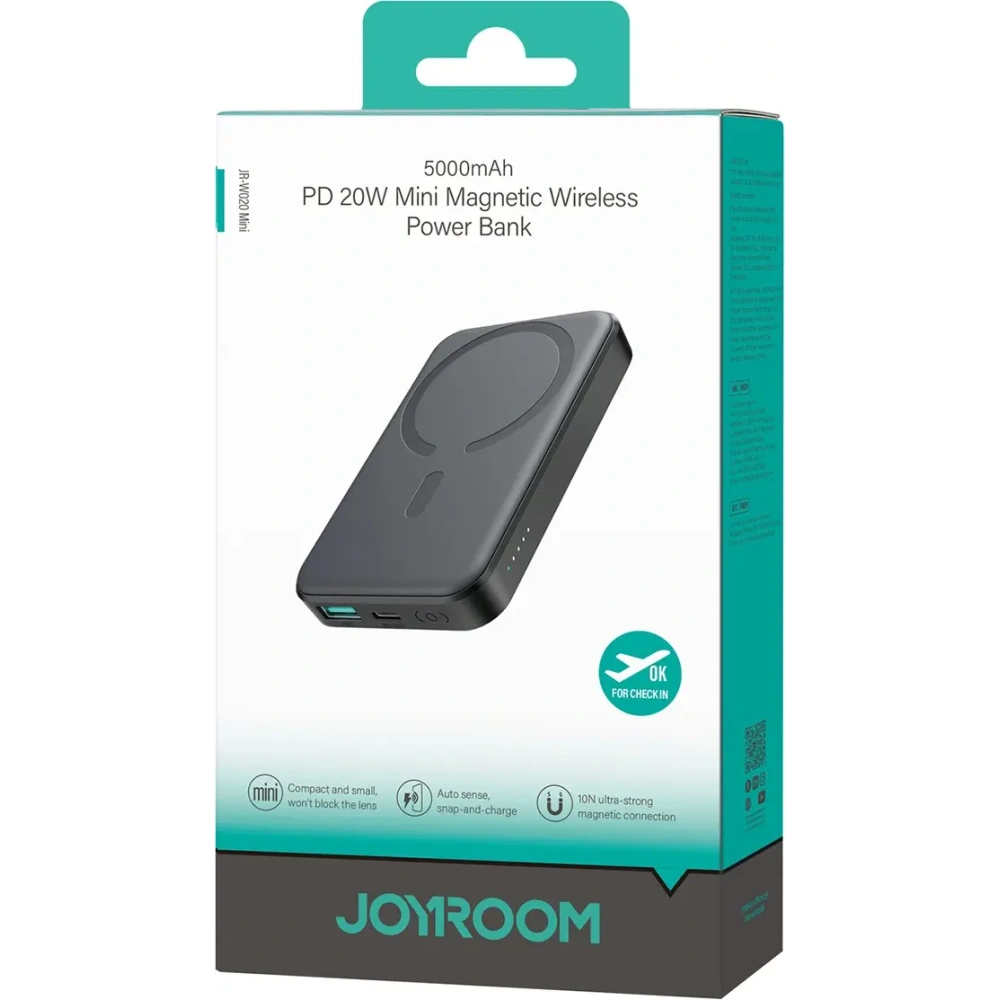 Hurtownia GSM - Joyroom JR-W020 Mini 5000mAh 20W USB-A USB-C MagSafe fekete + USB-C / USB-C kábel - JYR1039 - {ean13} - Hurt